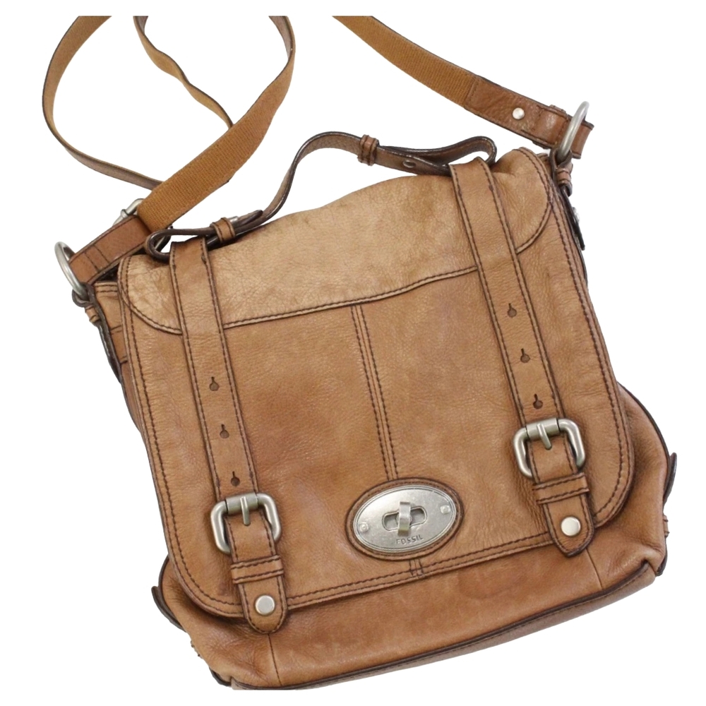Vintage Y2K Fossil Maddox Leather Crossbody Messenger Bag